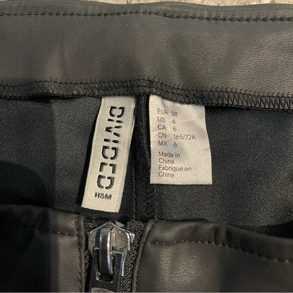 H&M DIVIDED Black Faux Leather Pants | Size 6 - Picture 2 of 5